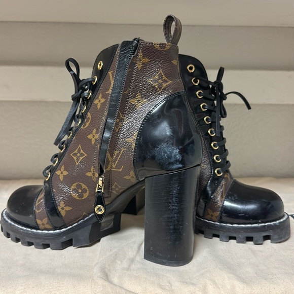 Louis Vuitton Black and Brown Heeled Boots - Picture 5 of 6